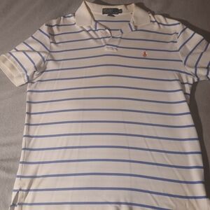 White With Blue Stripe Ralph Lauren Polo